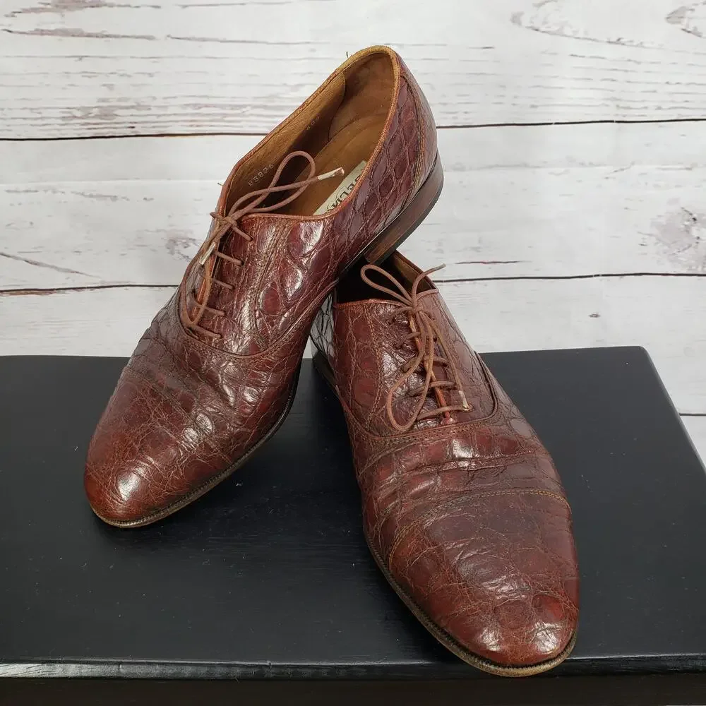 Beltrami Men's Crocodile Made in Italy Oxford Dress Shoes Size 8